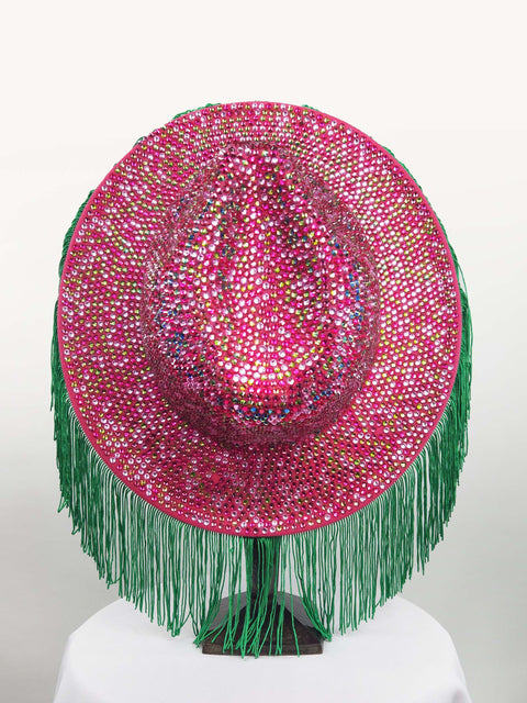 RHINESTONE HAT - HOT PINK