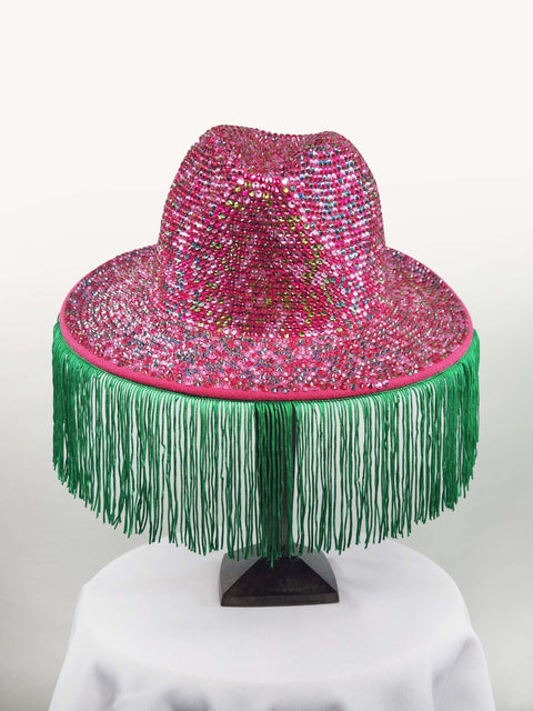 RHINESTONE HAT - HOT PINK