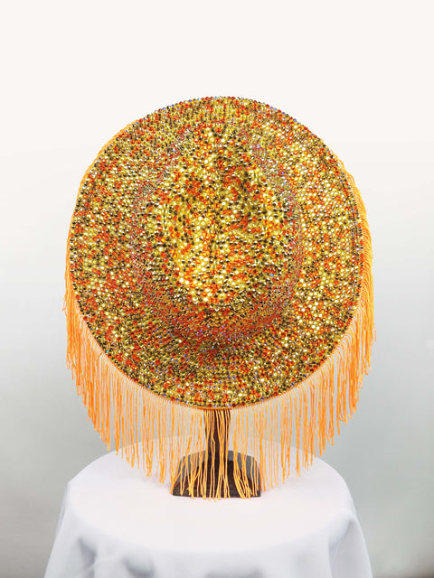 RHINESTONE HAT - YELLOW